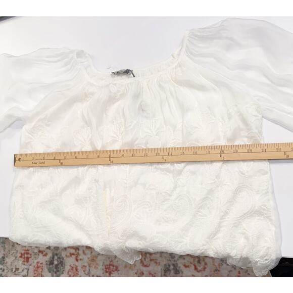 Angela Moda Blouse Size Small White Lace Embroidered Romantic Boho Sundance NEW - Picture 11 of 12